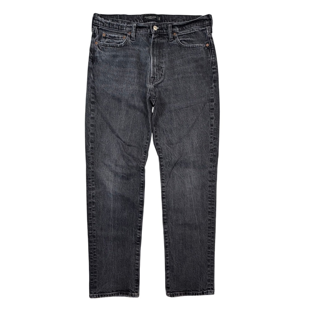 Abercrombie & Fitch Vintage Stretch Straight Jeans Mens 34x32 Black Distressed